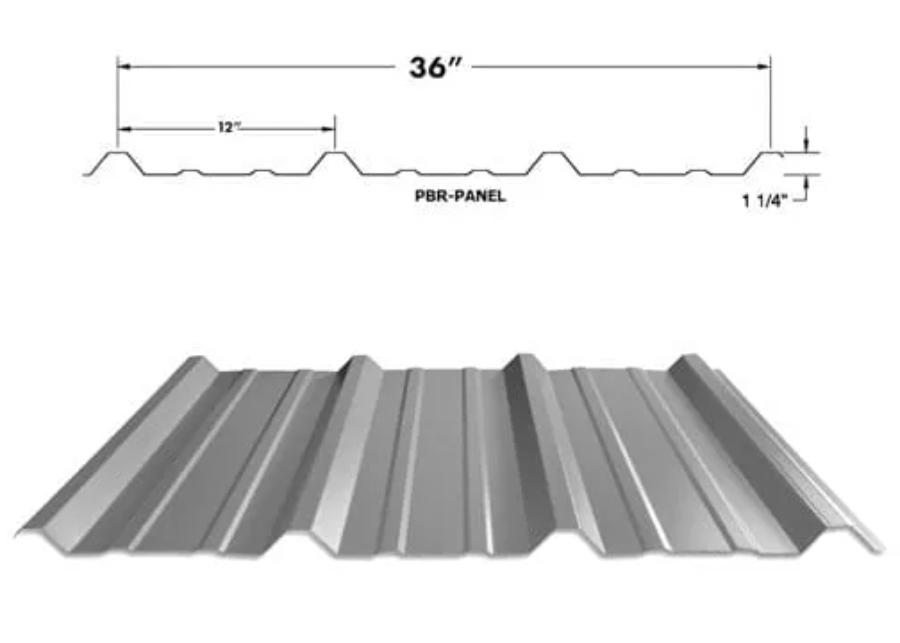 1st Coast Metal Roofing Supply Armour PBR Panel Dimensions and Rendering - Image courtesy of https://1stcoastmrs.com/