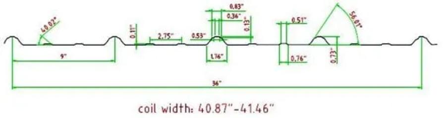 1st Coast Metal Roofing Supply Armour Rib Panel Dimensions - Image courtesy of https://1stcoastmrs.com/