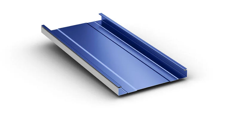 McElory Metal Blue 238T Standing Seam Metal Roof Panel On White Background - image courtesy of mcelroymetal.com