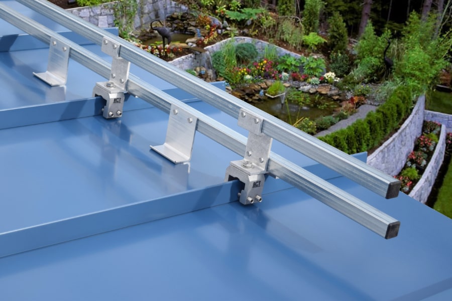 SnoBar 2-Bar system Mounted on Standing Seam Roof Rear View