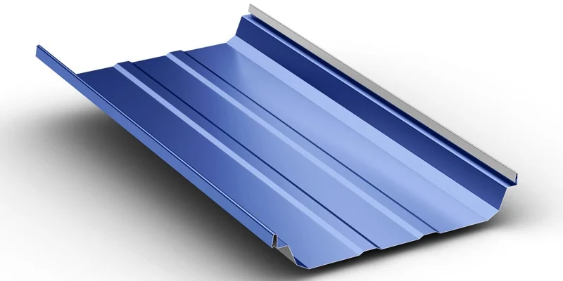 McElory Metal Blue MasterLok-90 Standing Seam Metal Roof Panel On White Background - image courtesy of mcelroymetal.com