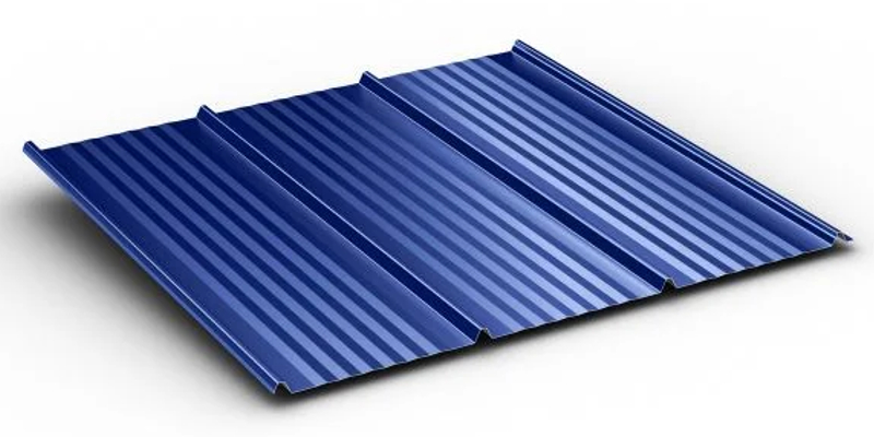 Modern-RibMcElroy Metal Panel Rendering In Blue on White Background - Image Courtesy of www.mcelroymetal.com