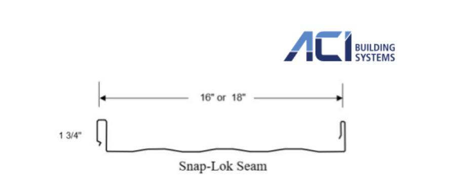 ACI Building Systems SnapLock Panel Profile with Dimensions - Image courtesy of https://www.acibuildingsystems.com/