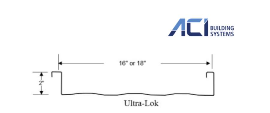 ACI Building Systems UltraLok Panel Profile with Dimensions - Image courtesy of https://www.acibuildingsystems.com/