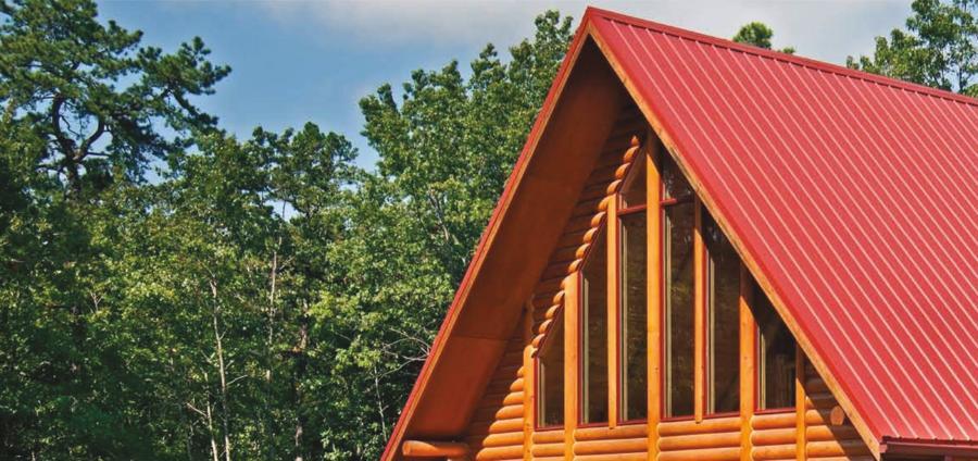 Collings Roofing Exposed Fastener Red Roof - Image courtesy of https://west.deltametals.com/