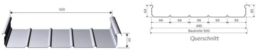 Aluform Systeme FALZRIPP 65/500 Panel Rendering - Image courtesy of https://www.aluform.asia/index.php