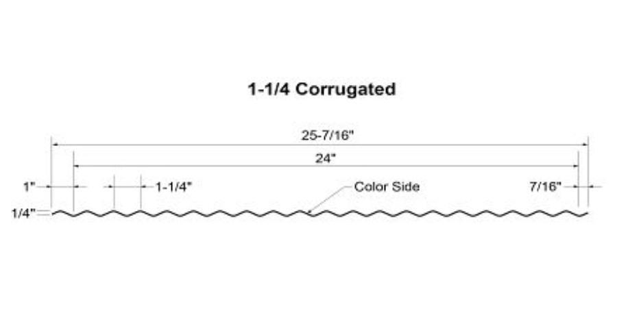 Fortify 1-1/4 Corrugated Panel Dimensioned Line Drawing - Image courtesy of https://www.fortifybuildingsolutions.com/