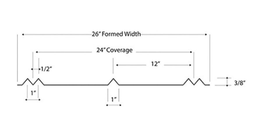 Mansea Metal 5V Rib Dimensioned Profile - Image courtesy of https://www.manseametal.com/