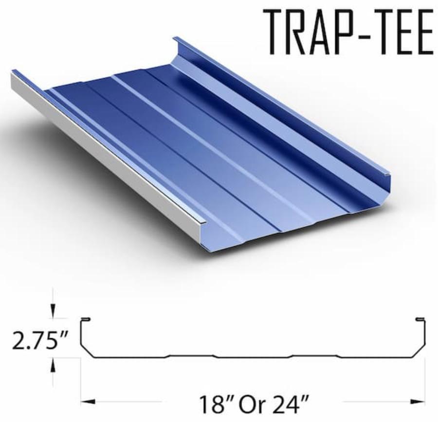Master Steel Roofing Trap Tee Panel - Image courtesy of https://www.mastersteelroofing.com/