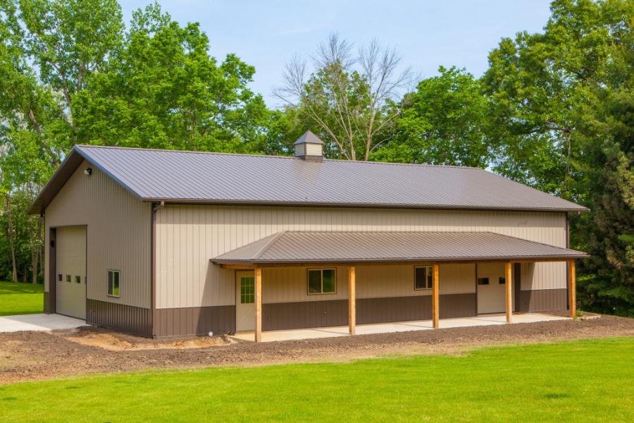 Metal Sales Exposed Fastener Roof Installed on pole barn - Image courtesy of https://www.metalsales.us.com/