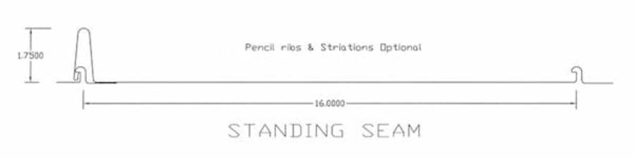  Lyon Metal Roofing Nailstrip panel dimensioned profile line drawing - Image courtesy of https://lyonmetalroofing.com/