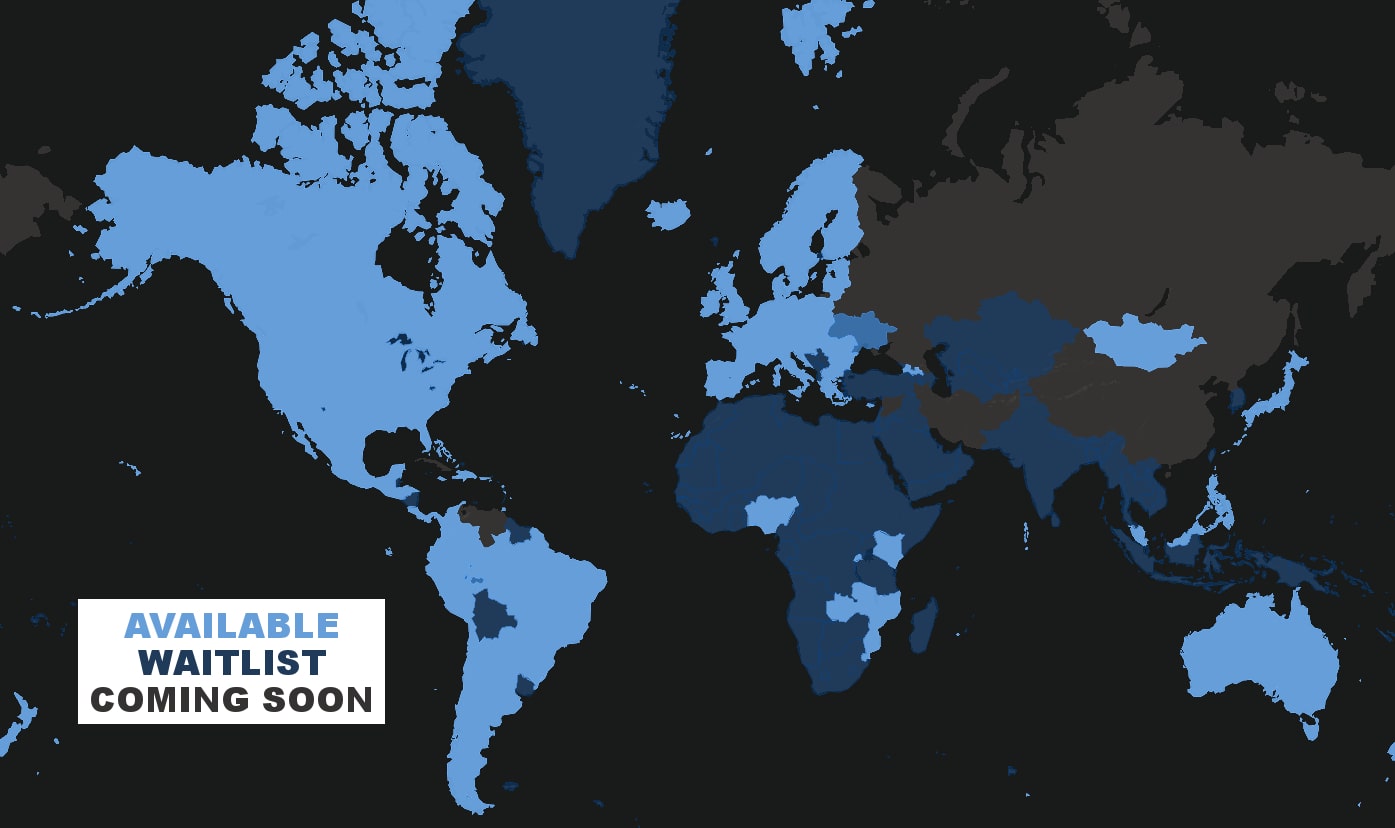 A current coverage map of the countries Starlink services.