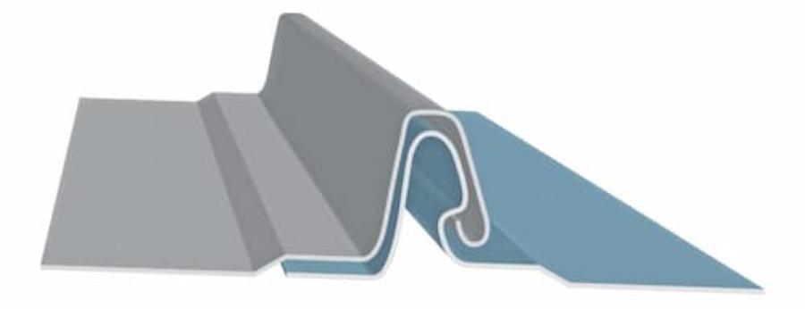 Sheffield Metals SMI 1.0 Fastener Flange Snaplock Panel Profile - Image courtesy of https://sheffieldmetals.com/