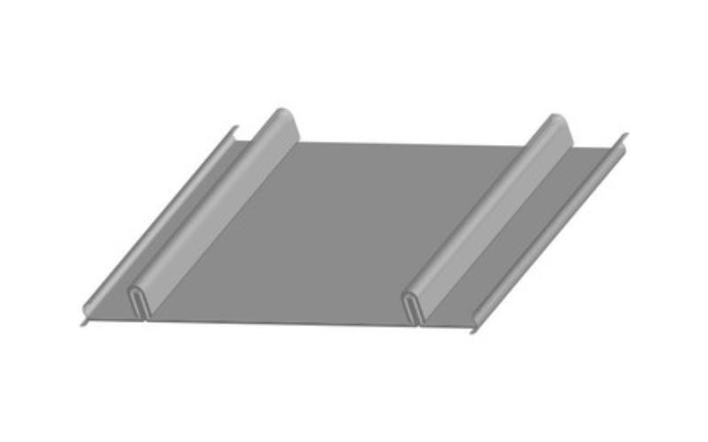 CRAFTSMAN™ SERIES - SMALL BATTEN Metal Roofing angled profile gray panel on white background
