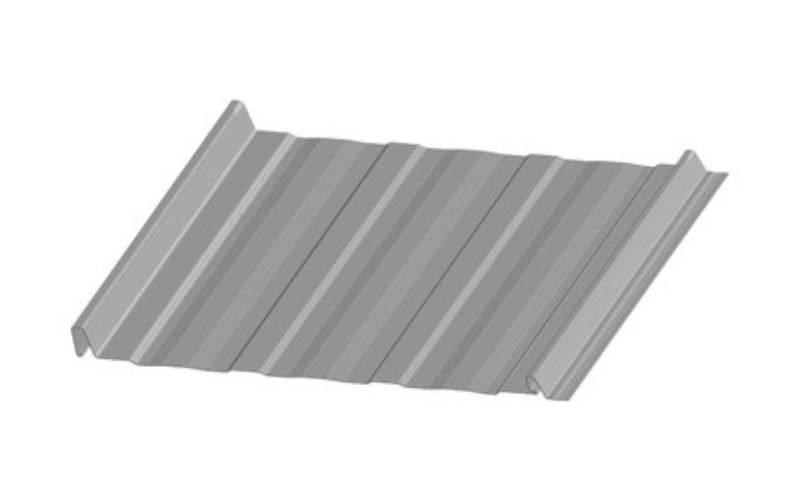 SLIMLINE® Metal Roofing angled profile gray panel on white background