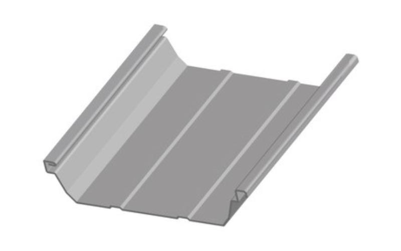 DOUBLE-LOK™ Metal Roofing angled profile gray panel on white background