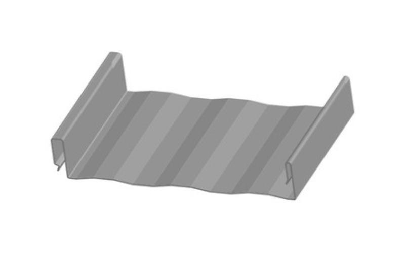 LOKSEAM® Metal Roofing angled profile gray panel on white background