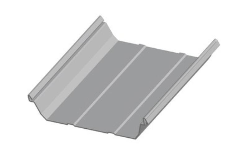 ULTRA-DEK® Metal Roofing angled profile gray panel on white background