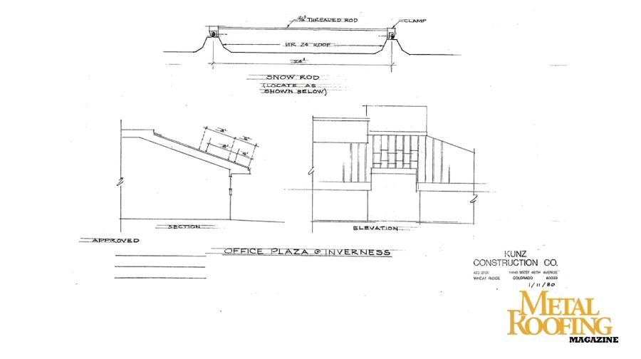 Original Diagrams of the First Standing Seam Snow Retention System Mounted on a Butler MR-24 Roof in Inverness Colorado