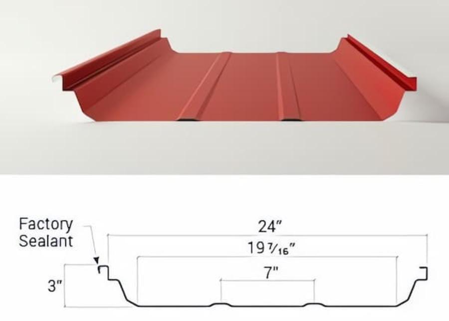 Whirlwind Super Seam Plus Panel Rendering and Profile - Image courtesy of https://www.whirlwindsteel.com/